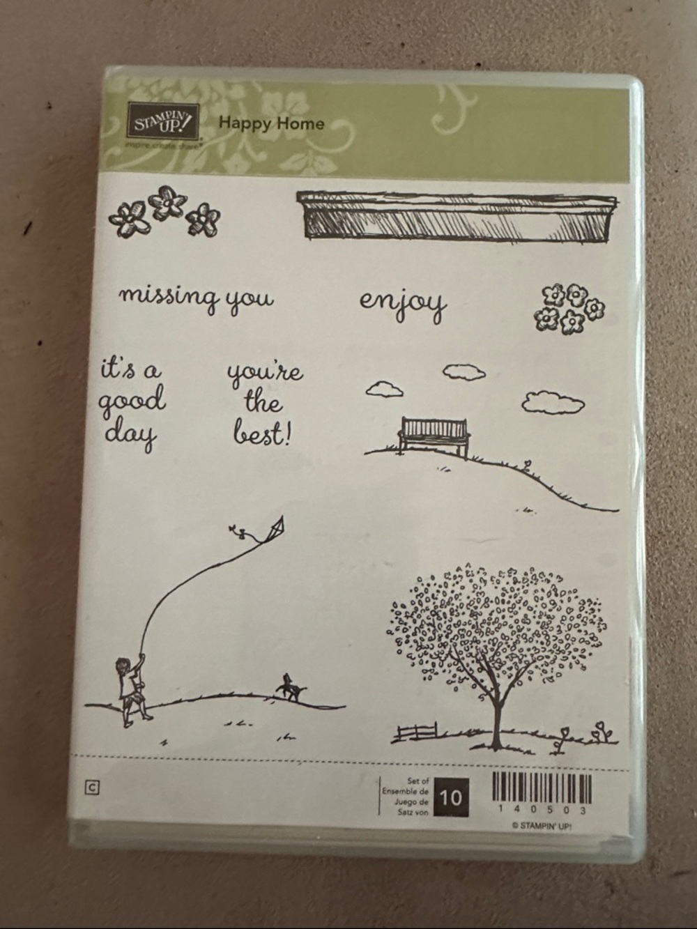 Stampin' Up! Happy Home Clear Stamp Set - Black and Green Accents